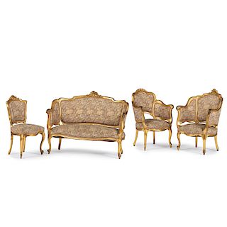 Louis XV-style Giltwood Parlor Suite