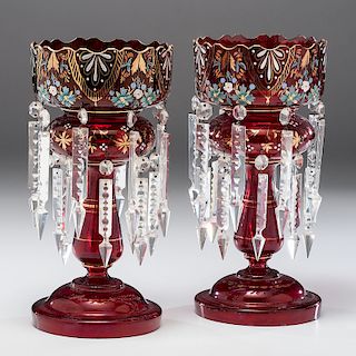 Bohemian Cranberry Glass Lusters