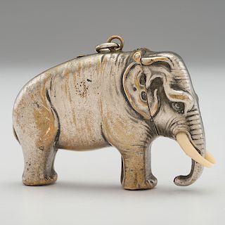 Elephant Figural Silverplate Match Safe