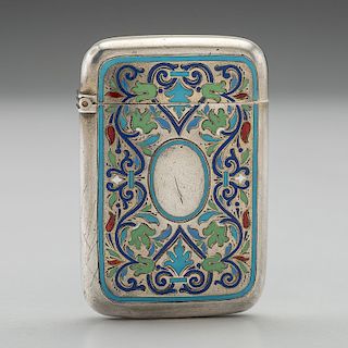 Enameled Russian Silver Match Safe