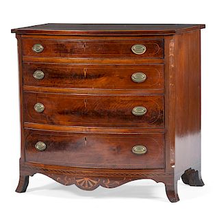 Fine Pennsylvania or Maryland Inlaid Bowfront Chest of Drawers