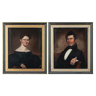 American School, 19th-century Portraits of Husband and Wife