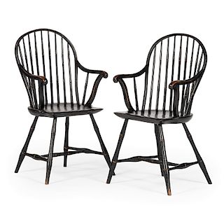 New England Bow-Back Windsor Armchairs