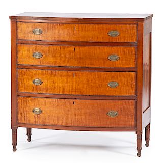 American Sheraton Bowfront Chest of Drawers