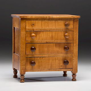 Tiger Maple Miniature Chest of Drawers