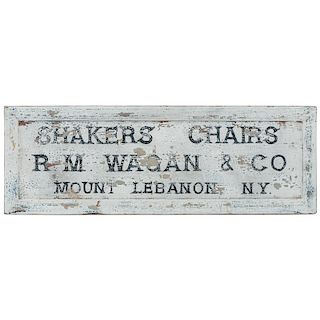 Shaker-style Sign for R.M. Wagan & Co.
