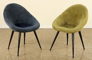 FRENCH EGG SHAPE UPHOLSTERED CHAIRS C. 1950