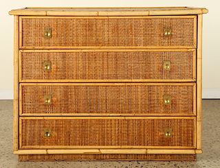 FRENCH RATTAN WICKER CHEST OF DRAWERS C.1975