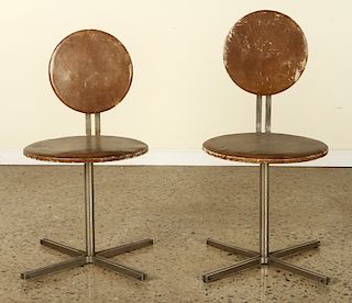 PAIR LEATHER UPHOLSTERED SWIVEL CHAIRS C.1970