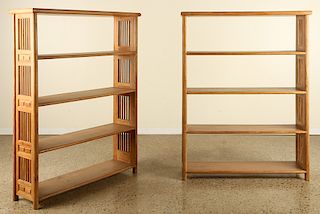 PAIR CERUSED OPEN BOOKCASES FINISHED