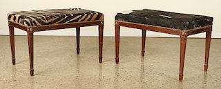 PAIR OF UPHOLSTERED BENCHES COWHIDE AND ZEBRA