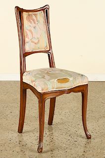 FRENCH ART NOUVEAU STYLE UPHOLSTERED SIDE CHAIR