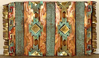 MIXED PATINATED COPPER BRASS WALL HANGING SIGNED