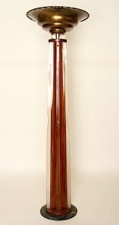 ART DECO MAHOGANY FLOOR LAMP MARBLE BASE C.1930