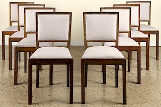 SET 8 CERUSED OAK UPHOLSTERED DINING CHAIRS 1940