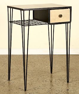 PETITE IRON AND PARCHMENT TABLE CIRCA 1950
