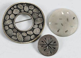 Three Sterling Brooches
