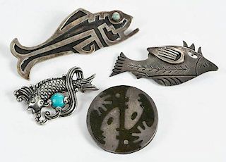 Four Taxco Brooches