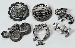 Six Taxco Brooches