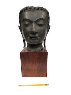 Large Bronze Head of Buddha.
