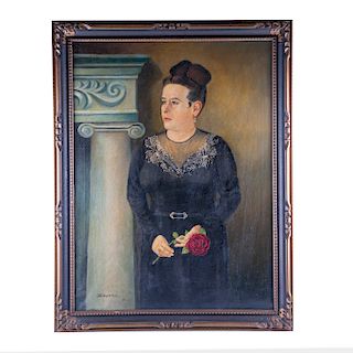 Firmado Segura. Retrato de Luz González. Siglo XX. Óleo sobre tela. Firmado "Segura" y fechado 1948. Enmarcado.
