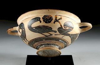 Lovely Greek Corinthian Pottery Kylix - Peacocks