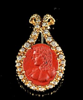 Roman Intaglio of Apollo / 18K Gold, Diamonds Pendant