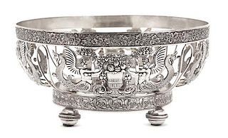 A French Silver Plate Reticulated Bowl Height 4 1/2 x diameter 9 inches.