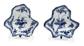 Two Worcester Porcelain Pickle Dishes Length 3 1/4 inches.