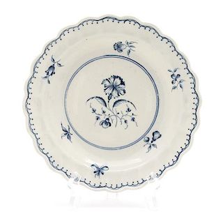 A Worcester Porcelain Scalloped Plate Diameter 7 1/2 inches.