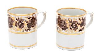 A Pair of Worcester Porcelain Large Mugs Height 4 1/2 inches.