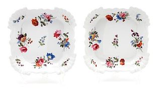 Two English Porcelain Square Shaped Plates Diameter 9 inches square.