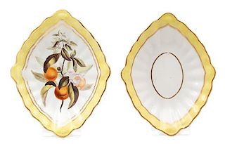 Two Derby Porcelain Diamond-shape Serving Dishes Width 12 inches.