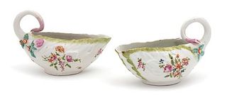 Two Derby Porcelain Sauce Boats Length 6 3/4 inches.