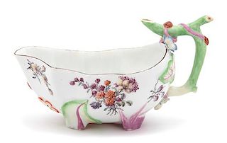 A Chelsea Porcelain Sauce Boat Length 7 1/2 inches.