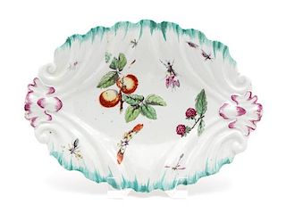 A Longton Hall Porcelain Oval Silver-shape Dish Length 10 3/4 inches.
