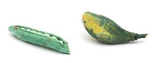 Two Painted Pottery Vegetable Models Length of larger 3 1/7 inches.
