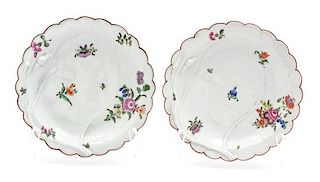 A Pair of Bristol Porcelain Scalloped Plates Diameter 8 inches.