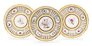 A Set of Eleven English Porcelain Dessert Plates Diameter 8 3/4 inches.