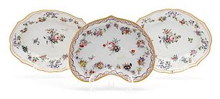 Three Pieces of Bristol Porcelain Length of oval dishes 11 1/2 inches.