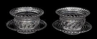 A Pair of Georgian Cut Glass Bowls with Underplates Diameter 5 inches.