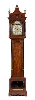 A Regency Mahogany Long Case Clock Height 97 1/2 x width 20 1/2 x depth 10 inches.