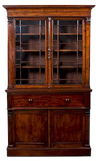 A William IV Mahogany Cabinet Bookcase Height 86 x width 46 inches.