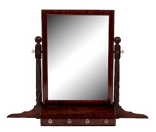 An American Empire Mahogany Dressing Mirror Height 36 x width 46 x depth 10 inches.