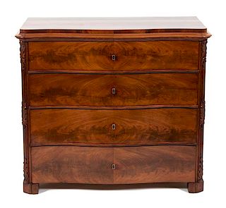An America Victorian Mahogany Serpentine Chest of Drawers Height 37 1/2 x width 42 x depth 20 inches.