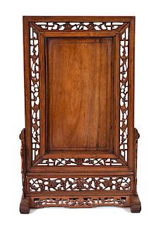 A Chinese Carved Wood Table Screen Height 41 1/2 x 24 inches.
