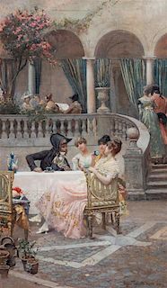 Mario Spinetti, (Italian, 1842-1909), A Tea Party