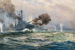 Anton Otto Fischer, (American/German, 1882-1962), World War II Naval Ship