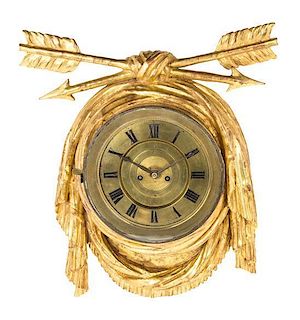 An Austrian Giltwood Cartel Clock Height 20 inches.