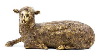 A Giltwood Model of a Lamb Width 8 1/2 inches.